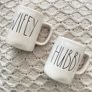 Rae Dunn HUBBY & WIFEY mugs. SET OF 2 MUGS